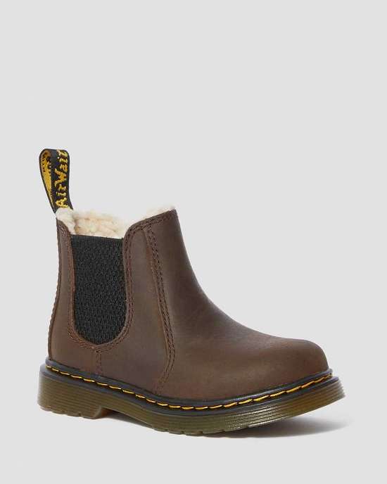 Botas Dr. Martens 2976 Leonore Faux Fur Lined Niña Marrom MX-71358